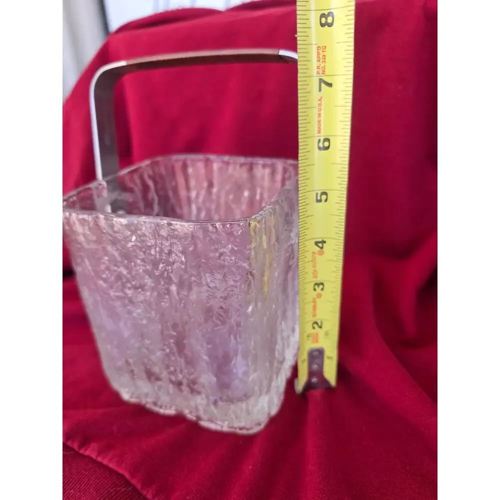 Vintage Hoya Japan Square Glass Ice Bucket Barware Melting Ice cube MCM